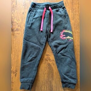 Puma Kids Gray/Black Joggers with Pink Drawstring-Size XS 5/6